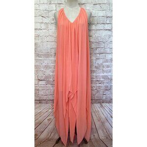 MICHAEL Michael Kors Womens Sleeveless Midi Maxi Dress Handkerchief Hem Coral